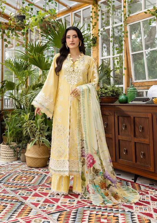 Pakistani Elaf Chikankari Embroidered Lawn Unstitched Three Piece - Butter Bloom