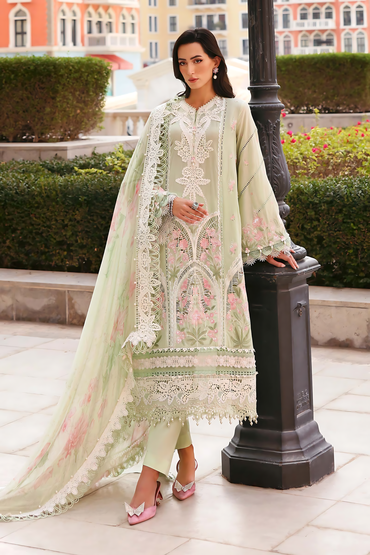 Pakistani Maria B Luxury Lawn Unstitched Three Piece - Soft Amber