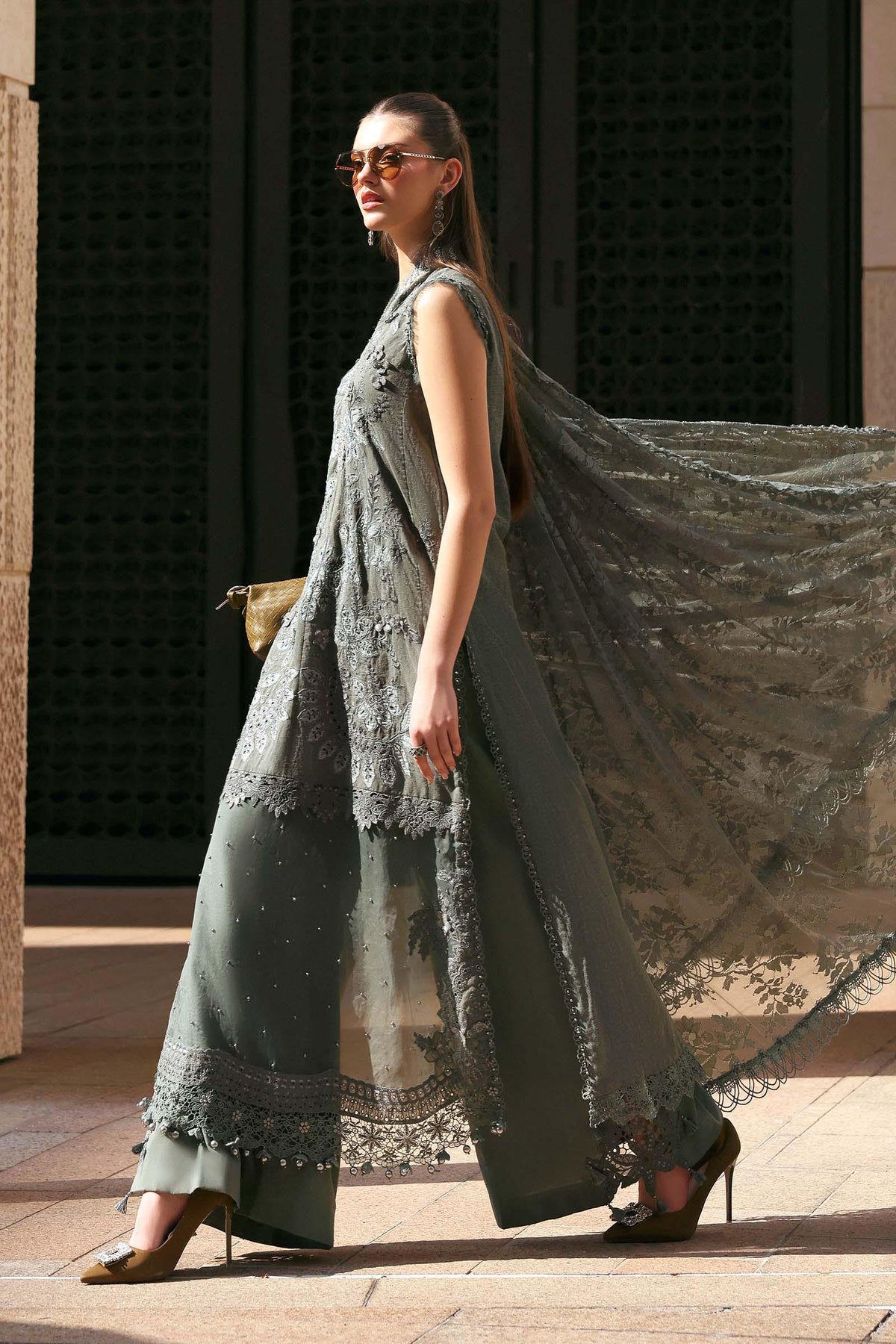Pakistani Maria B Luxury Lawn Unstitched Three Piece - Friar Grey