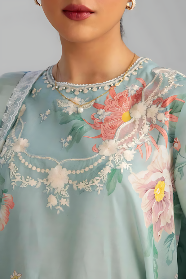 Pakistani Zara Shahjahan Coco Lawn Unstitched Three Piece - Powder Blue