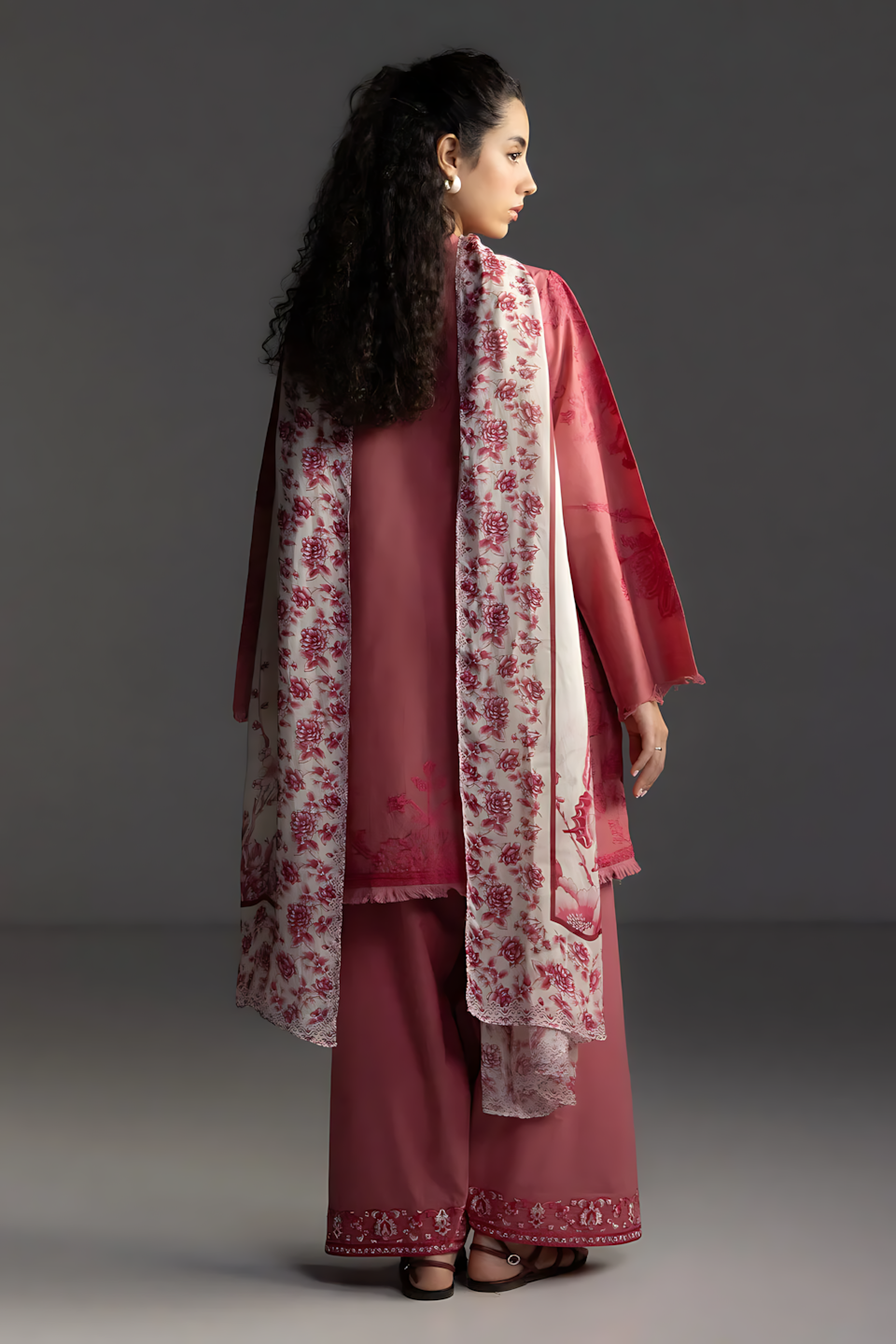 Pakistani Zara Shahjahan Coco Lawn Unstitched Three Piece - Copper Rust