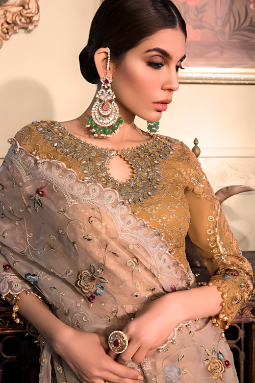 Pakistani Maria B Chiffon Unstitched Three Piece - Dull Orange