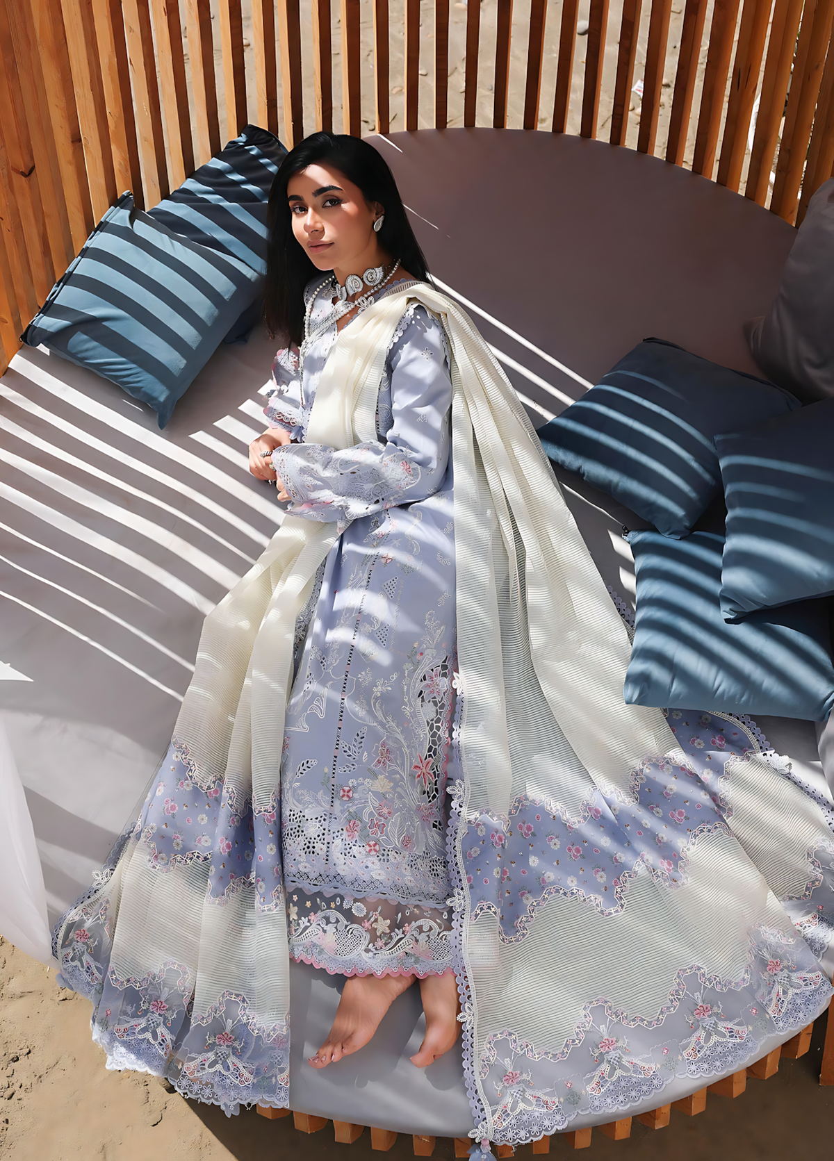 Pakistani Sahil by Qalamkar Lawn Unstitched Three Piece - Sea Mist