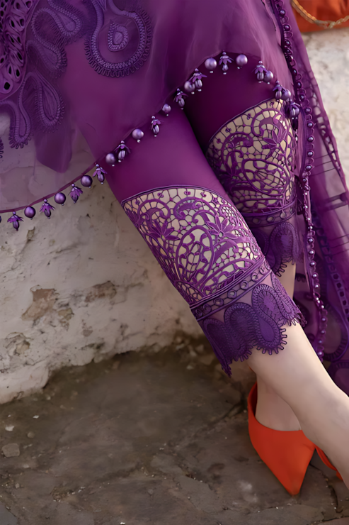 Pakistani Maria B Lawn Unstitched Three Piece - Purple