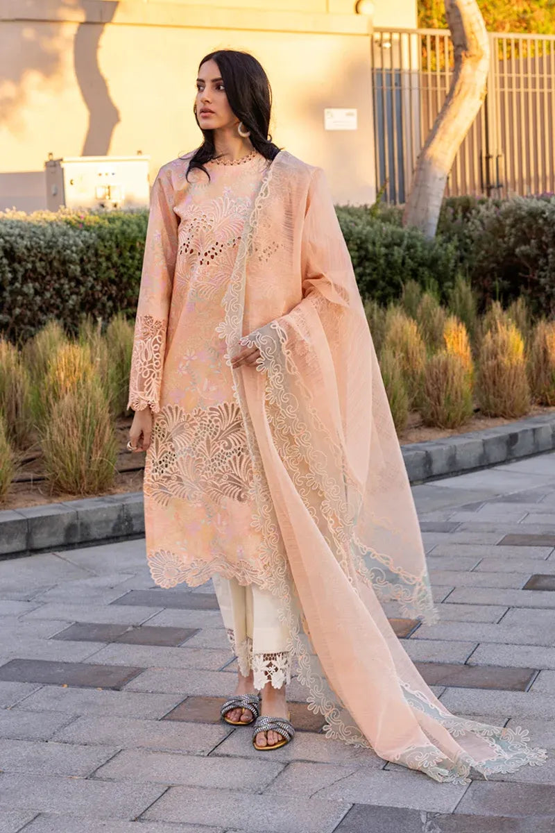 Pakistani Embroidered Printed Lawn 3-Piece Suit With Textured Dupatta