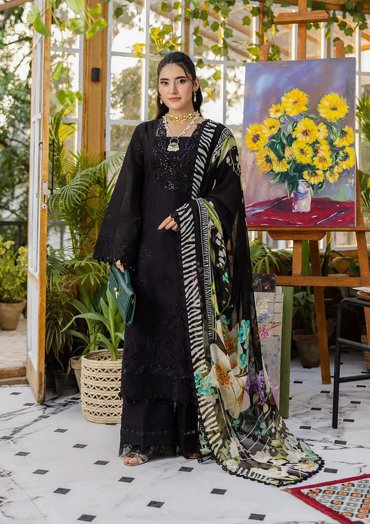 Pakistani Elaf Chikankari Embroidered Lawn Unstitched Three Piece - Queen of Dusk