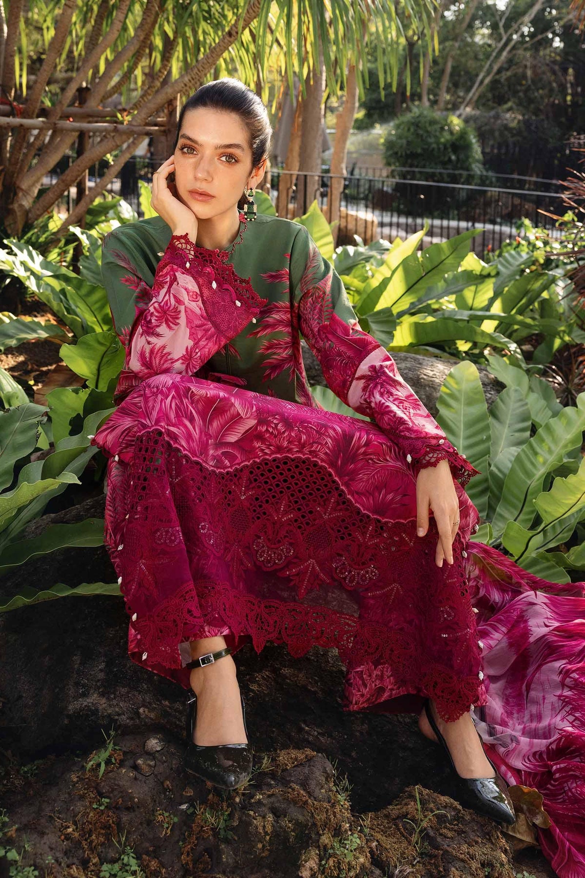 Pakistani M.Print by Maria B Lawn Unstitched Three Piece - Olive Green