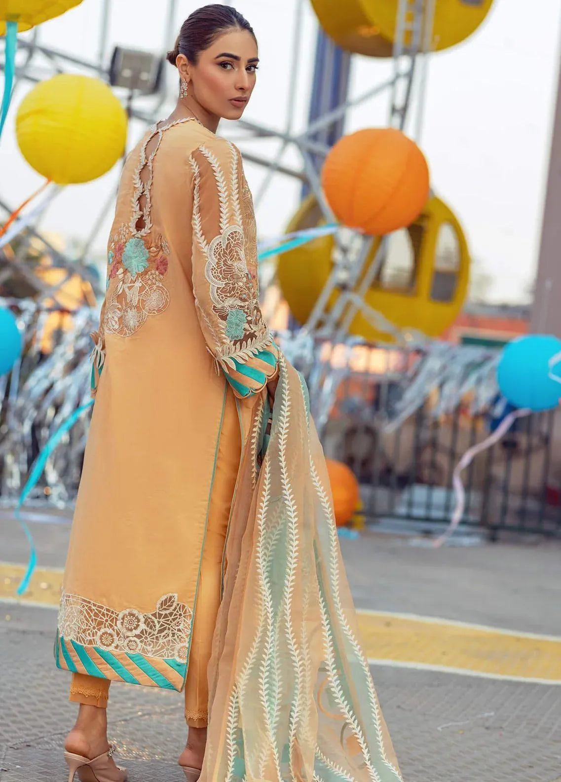 Pakistani Lilibet By Asifa & Nabeel Unstitched Three Piece - Brown Sugar