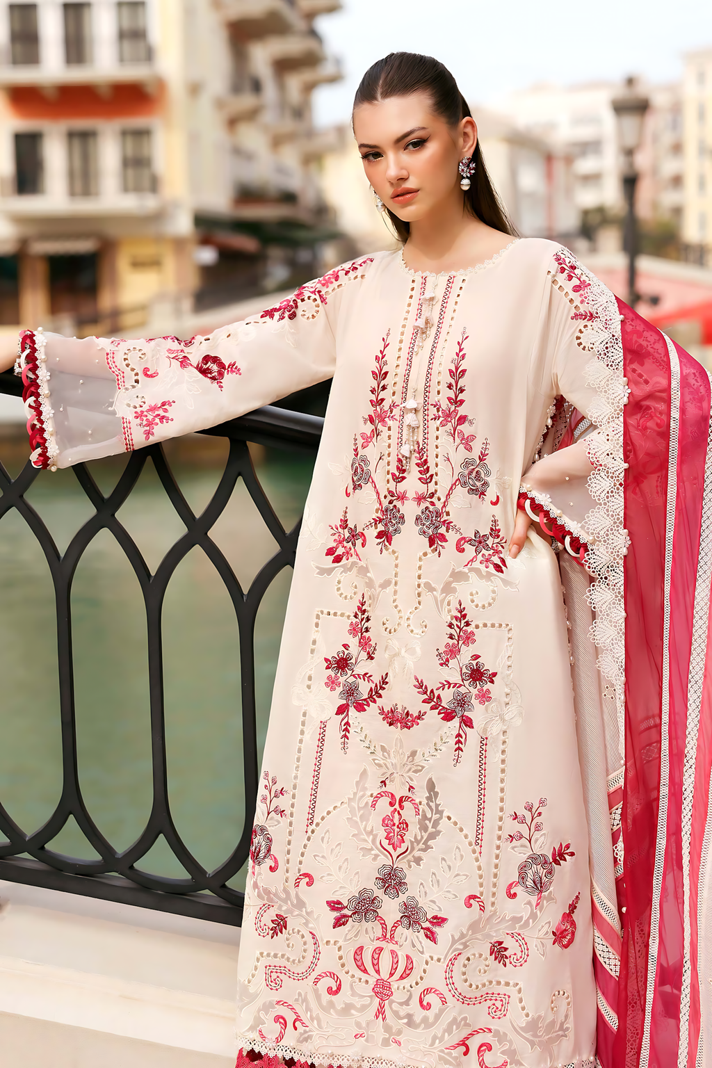 Pakistani Maria B Luxury Lawn Unstitched Three Piece - Almond
