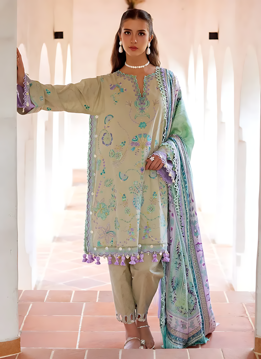 Pakistani Farah Talib Aziz Lawn Unstitched Three Piece - Sandrift