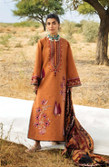 Pakistani Zainab Chottani Embroidered Jacquard Unstitched Three Piece - Brown