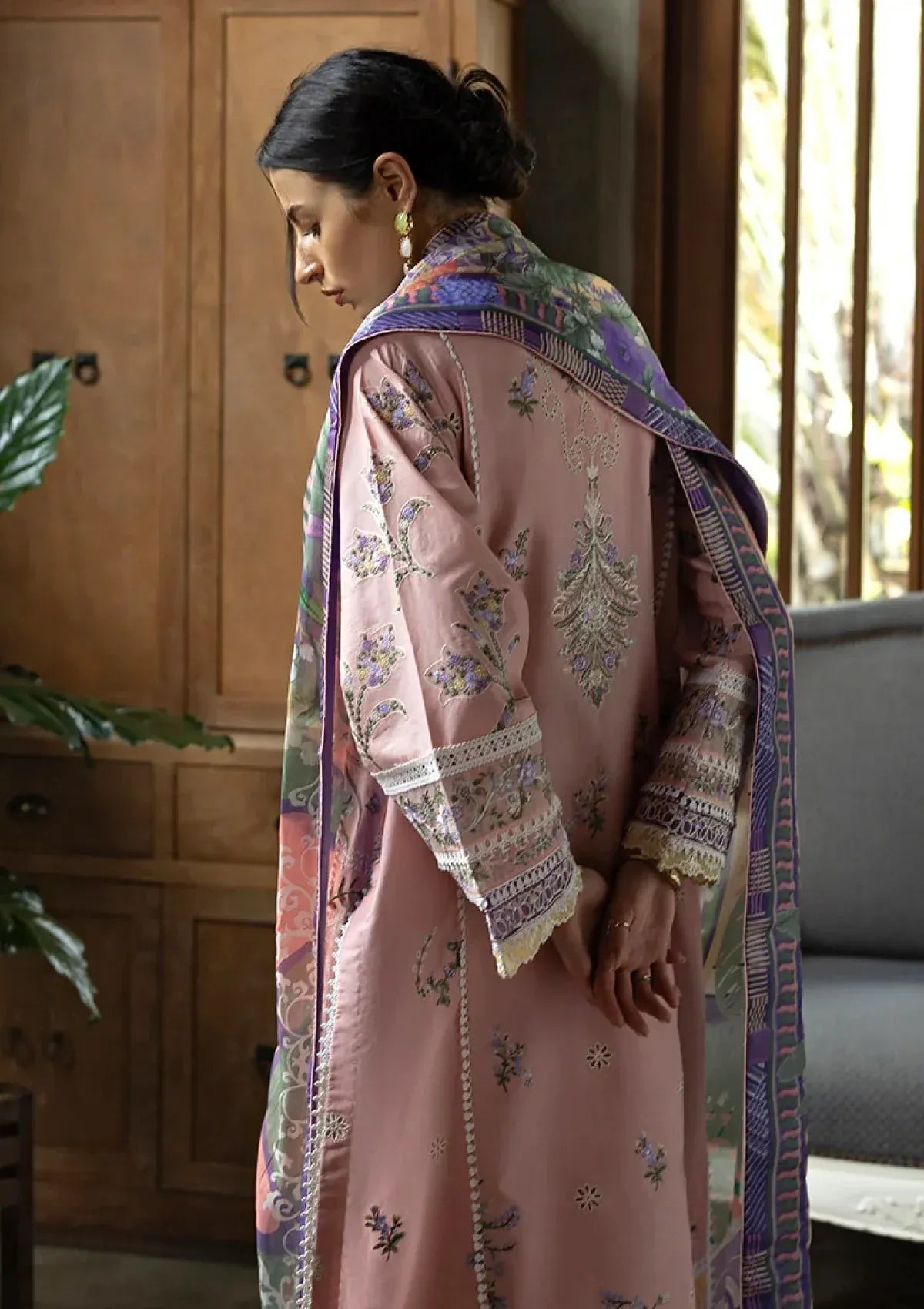 Pakistani Eastern Lawn Three Piece Suit - Pink