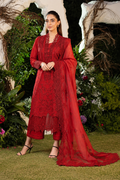 Pakistani Embroidered Lawn Unstitched Three Piece Suit With Cotton Net Dupatta