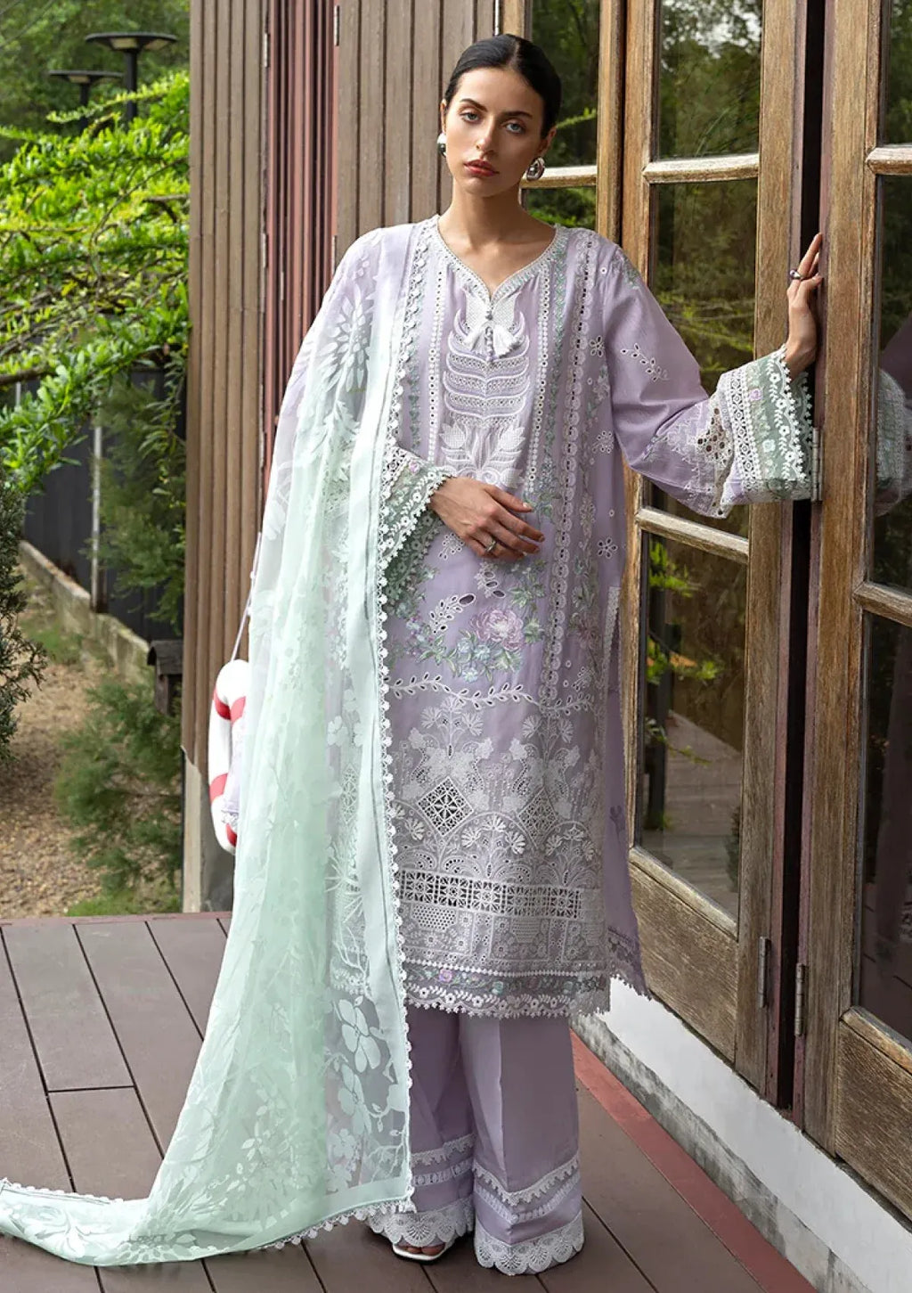 Pakistani Eastern Lawn Three Piece Suit - Lilac