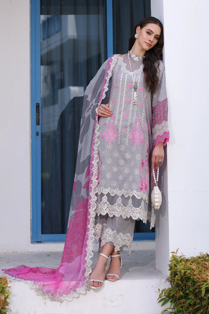 Pakistani Charizma Embroidered Lawn Unstitched Three Piece - Santa Grey
