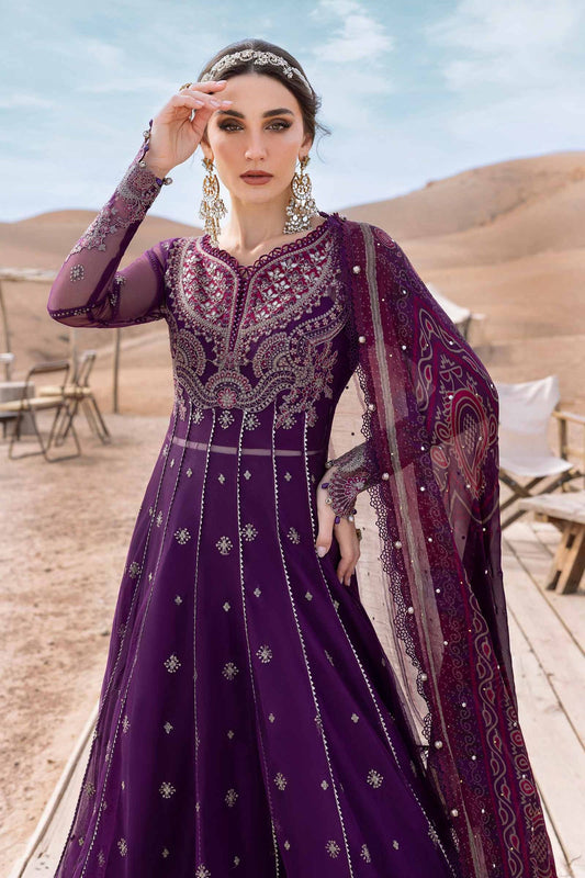 Pakistani Maria B Luxury Lawn Unstitched Premium Three Piece - Eggplant