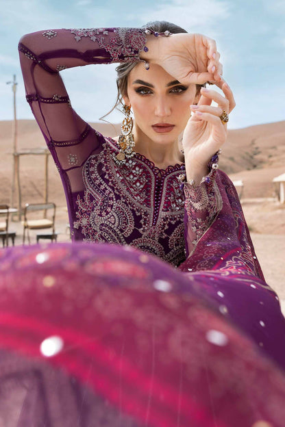 Pakistani Maria B Luxury Lawn Unstitched Premium Three Piece - Eggplant