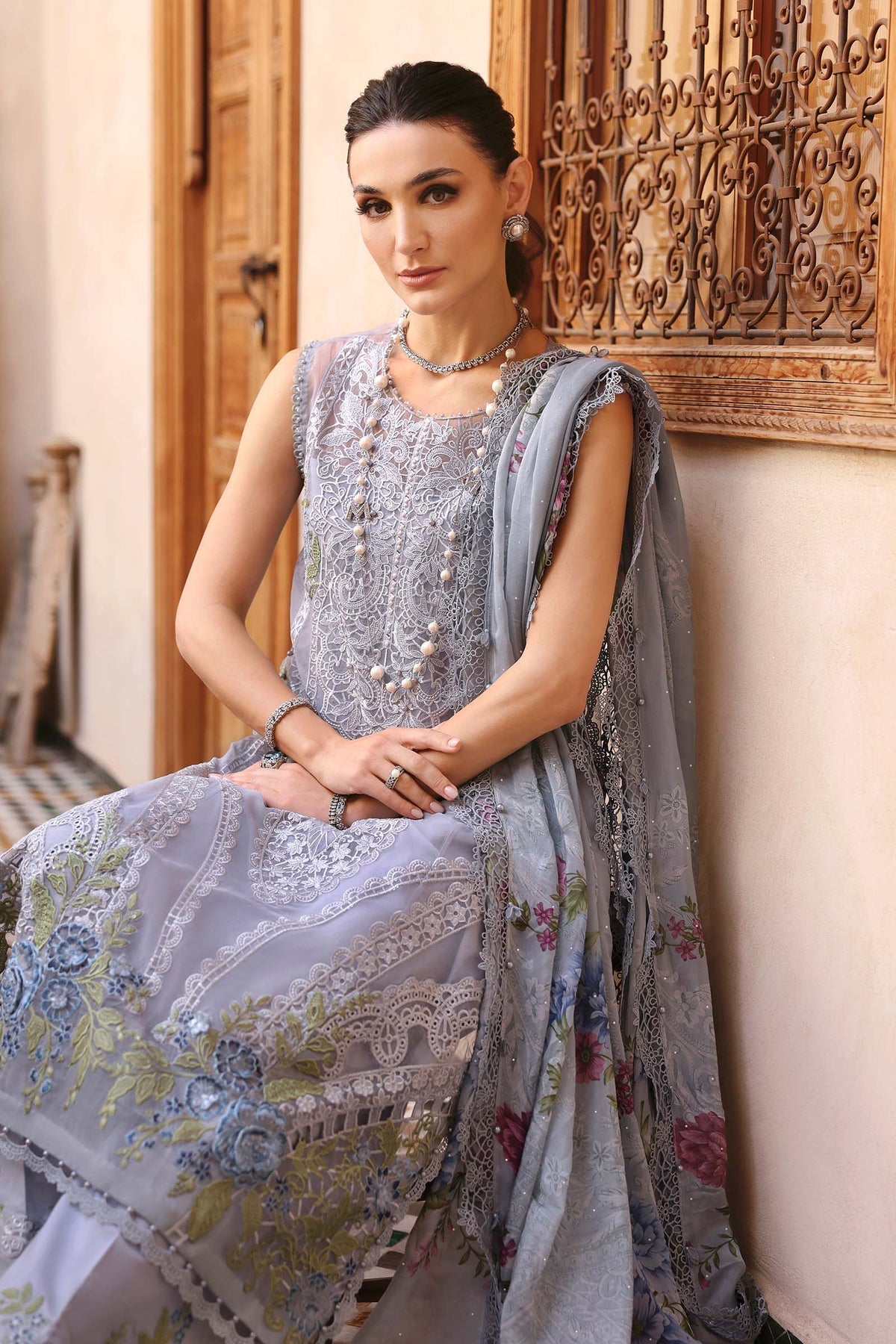 Pakistani Maria B Luxury Lawn Unstitched Three Piece - Spicy Pink