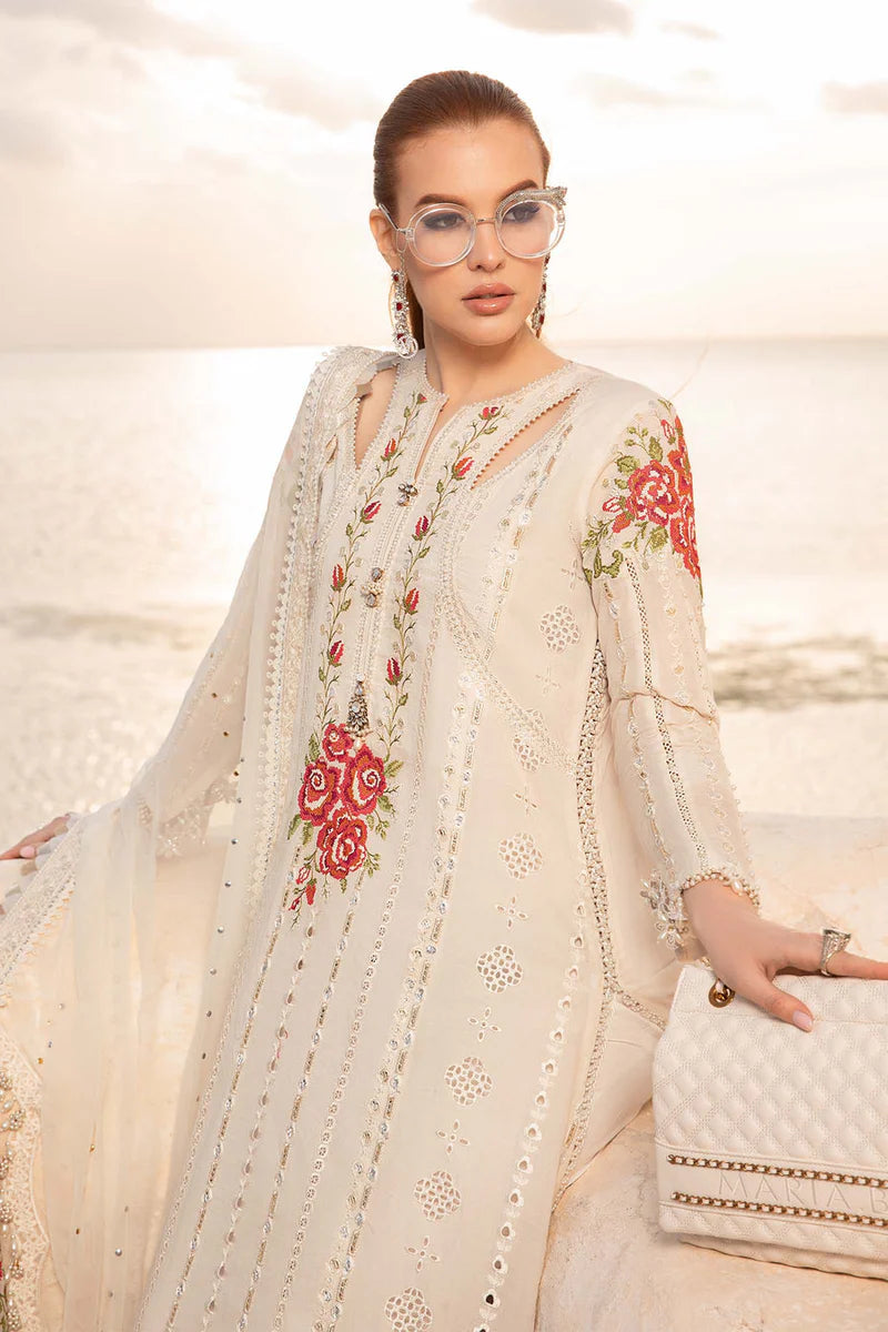 Pakistani Maria B Unstitched Lawn Premium Three Piece - Rum Swizzle