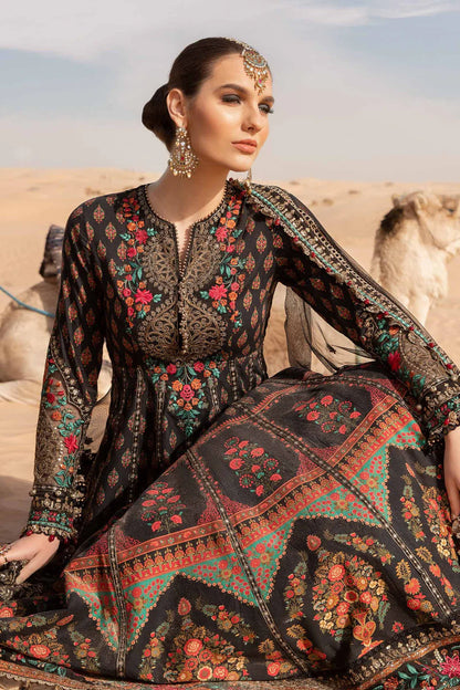 Pakistani Maria B Unstitched Lawn Premium Three Piece - Asphalt