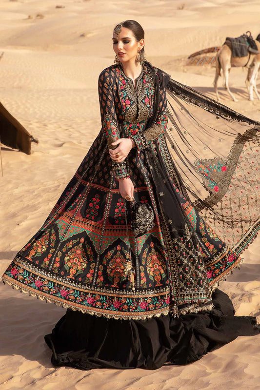 Pakistani Maria B Unstitched Lawn Premium Three Piece - Asphalt