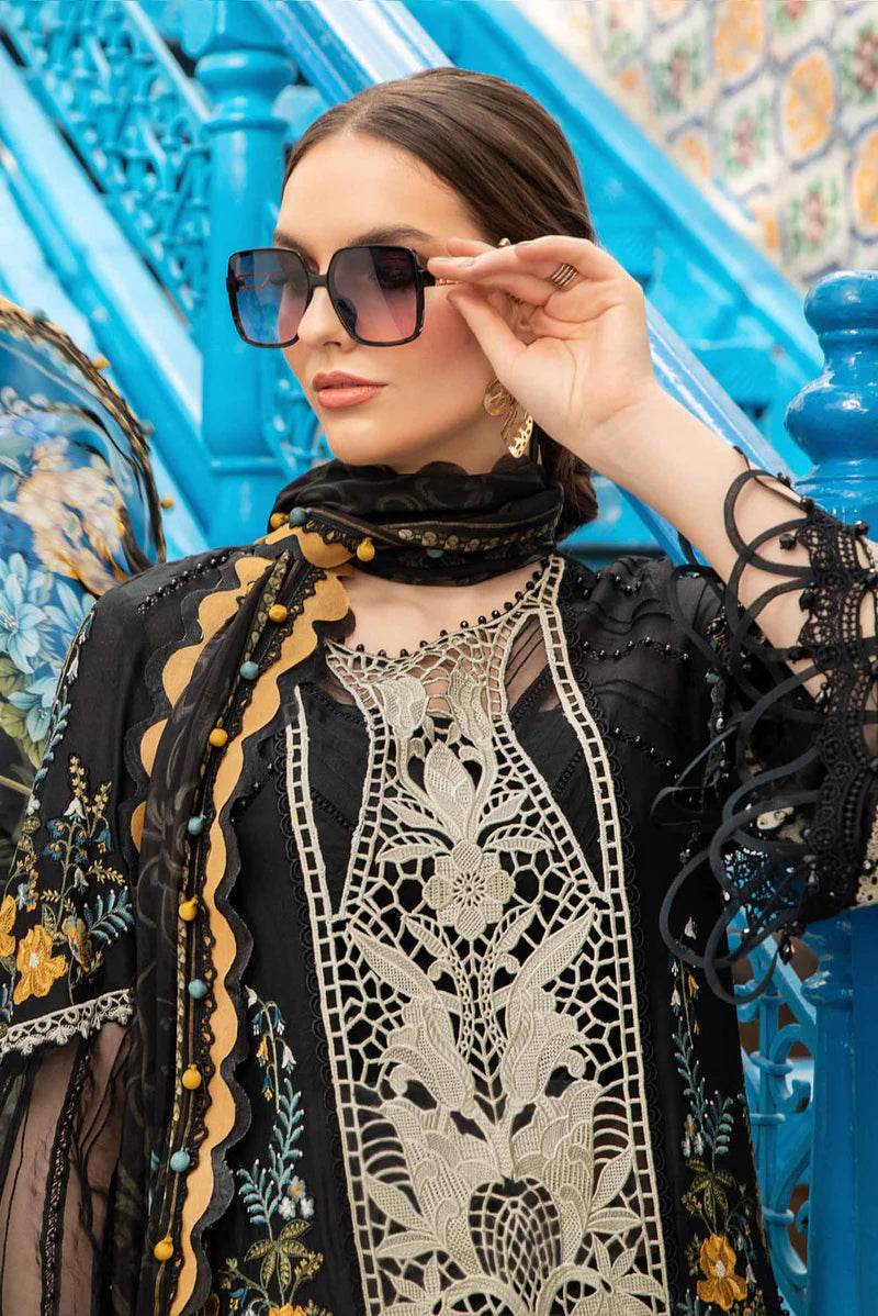 Pakistani Maria B Unstitched Lawn Premium Three Piece - Baltic Sea