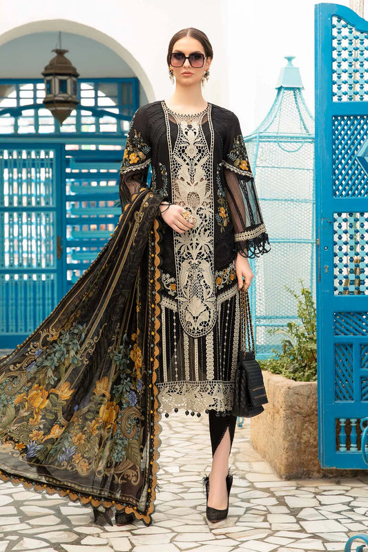 Pakistani Maria B Unstitched Lawn Premium Three Piece - Baltic Sea