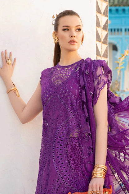 Pakistani Maria B Unstitched Lawn Premium Three Piece - Warm Purple