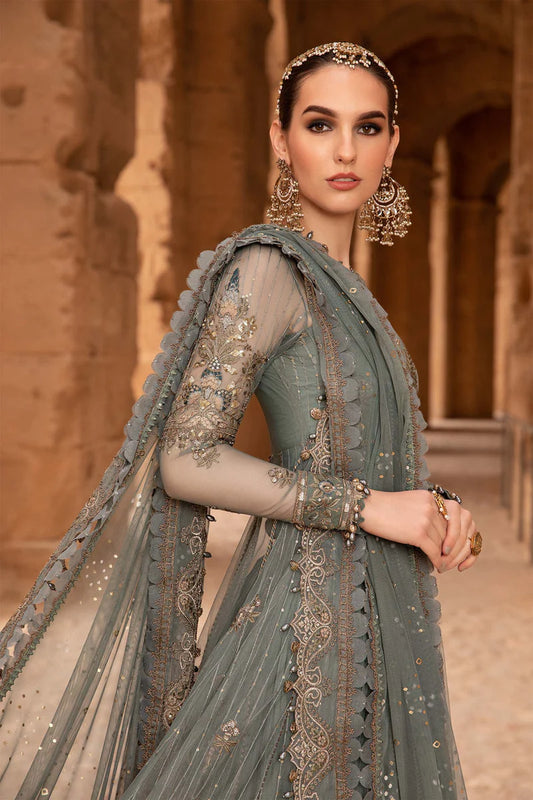 Pakistani Maria B Unstitched Lawn Premium Three Piece - Warm Grey