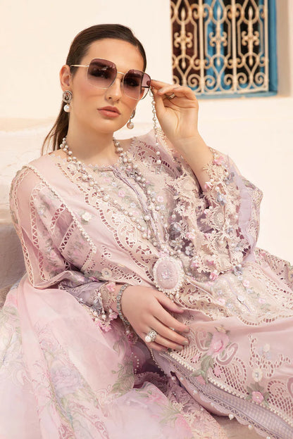 Pakistani Maria B Unstitched Lawn Premium Three Piece - Pinkish Grey