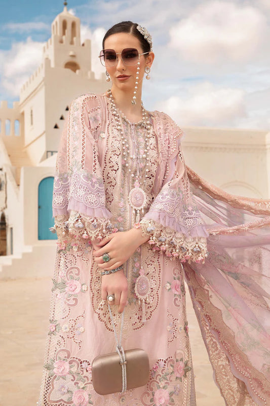 Pakistani Maria B Unstitched Lawn Premium Three Piece - Pinkish Grey