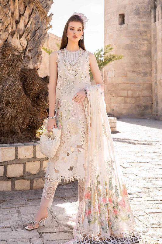 Pakistani Maria B Unstitched Lawn Premium Three Piece - Desert Sand