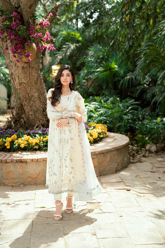 Pakistani Qalamkar Luxury Lawn Embroidered Unstitched Three Piece - Adeena
