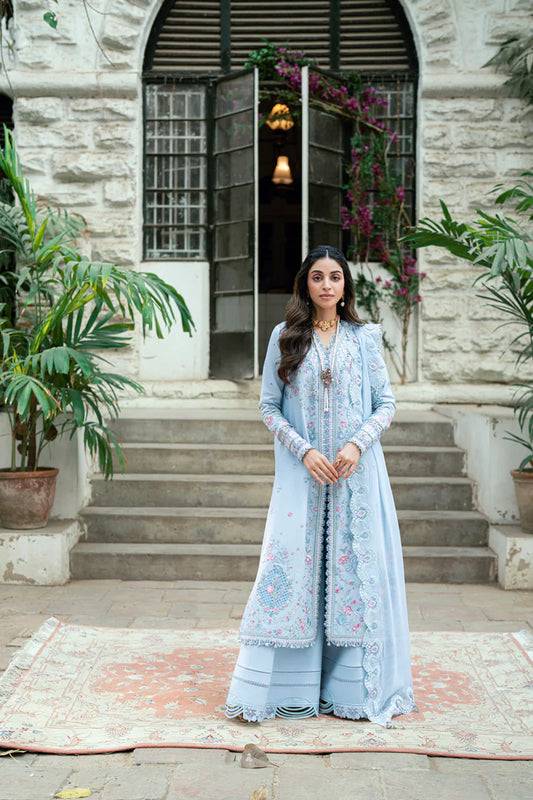Pakistani Qalamkar Luxury Lawn Embroidered Unstitched Three Piece - Zarish
