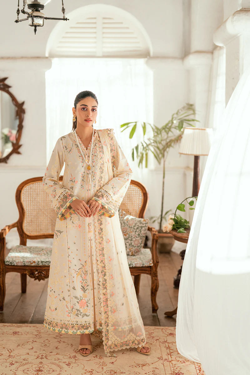 Pakistani Qalamkar Luxury Lawn Embroidered Unstitched Three Piece - Rina