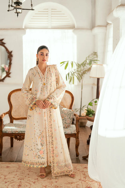 Pakistani Qalamkar Luxury Lawn Embroidered Unstitched Three Piece - Rina