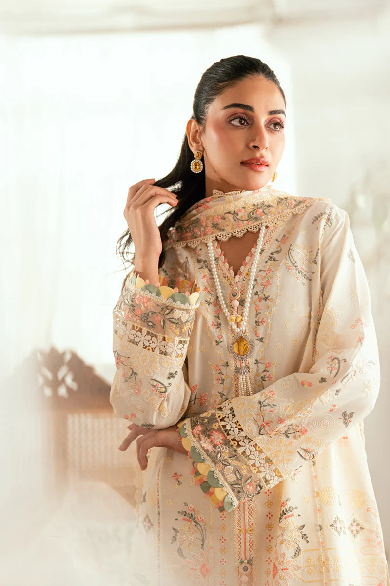 Pakistani Qalamkar Luxury Lawn Embroidered Unstitched Three Piece - Rina