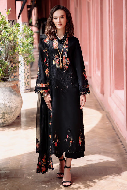 Pakistani Charizma Embroidered Lawn Unstitched Three Piece - Smoky Black