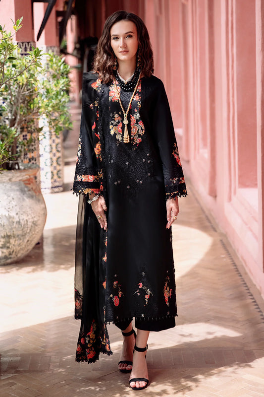 Pakistani Charizma Embroidered Lawn Unstitched Three Piece - Smoky Black