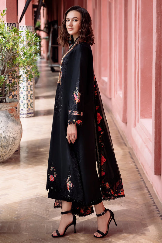 Pakistani Charizma Embroidered Lawn Unstitched Three Piece - Smoky Black