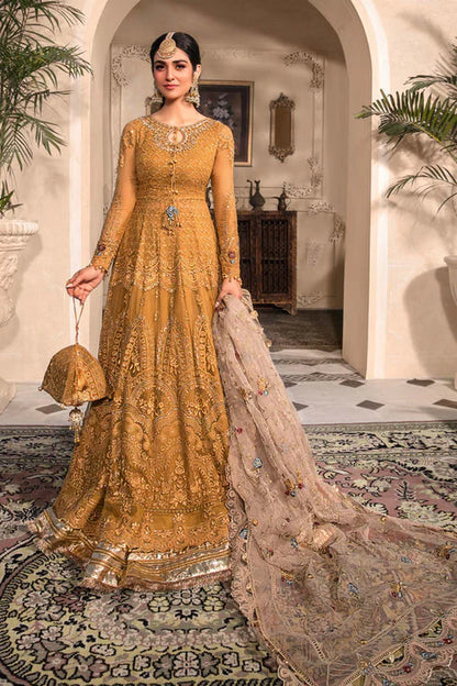 Pakistani Maria B Premium Chiffon Unstitched Three Piece - Orange