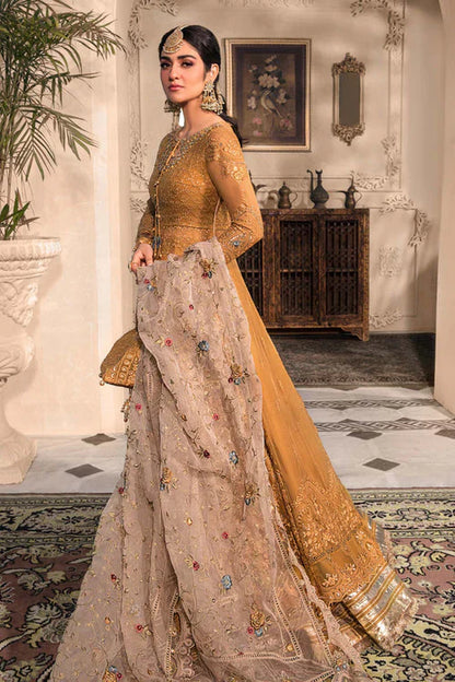 Pakistani Maria B Premium Chiffon Unstitched Three Piece - Orange
