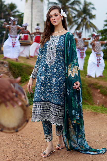 Pakistani Gulaal Luxury Lawn Unstitched Three Piece - Dusk Blue