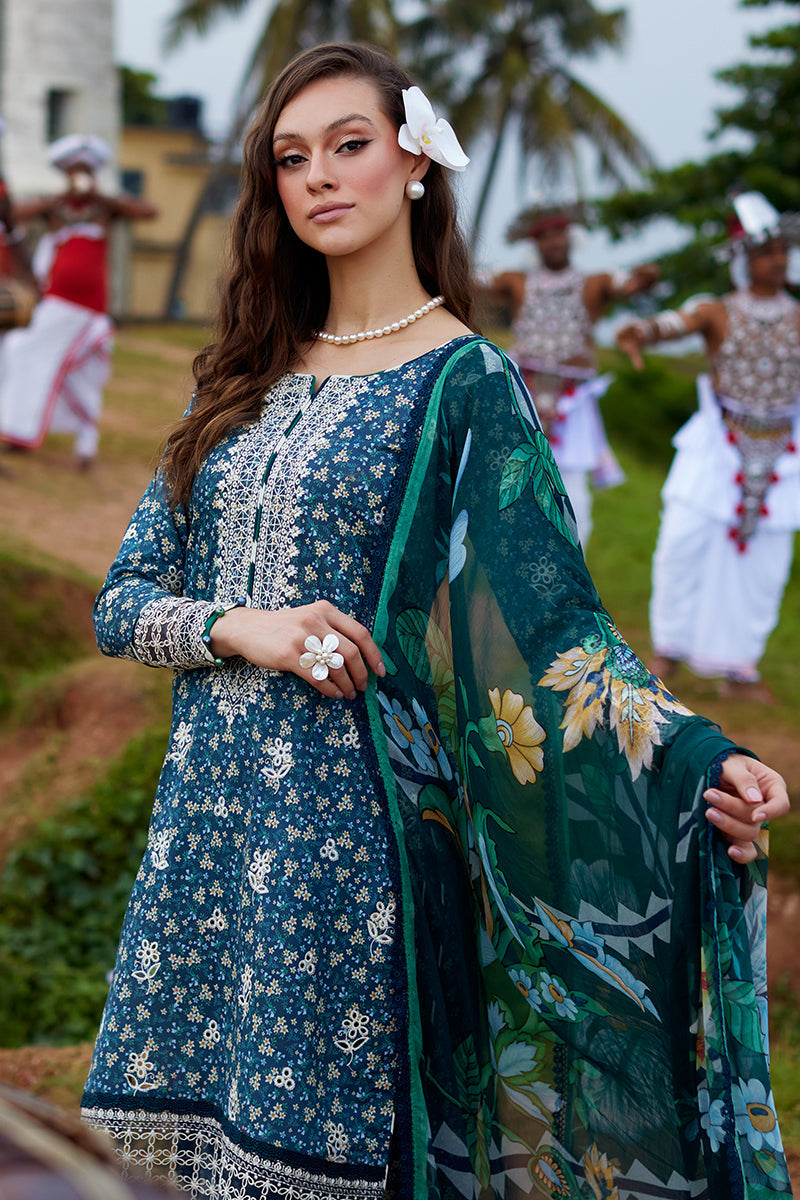 Pakistani Gulaal Luxury Lawn Unstitched Three Piece - Dusk Blue