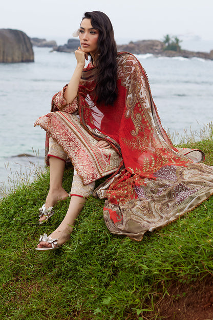 Pakistani Gulaal Luxury Lawn Unstitched Three Piece - Brick Red
