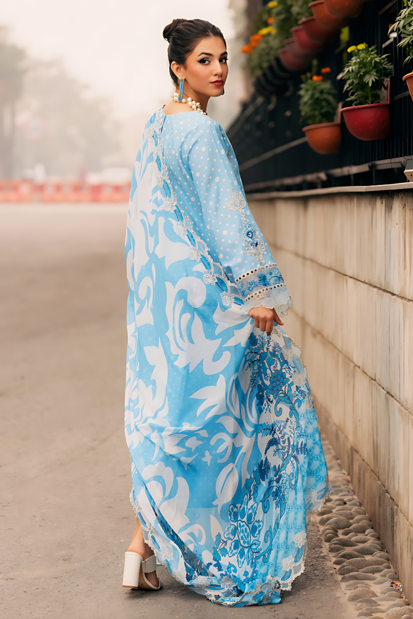 Pakistani Charizma Swiss Miss Unstitched Three Piece - Sky Blue