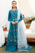 Pakistani Alyana Embroidered Unstitched Three Piece - Teal Blue