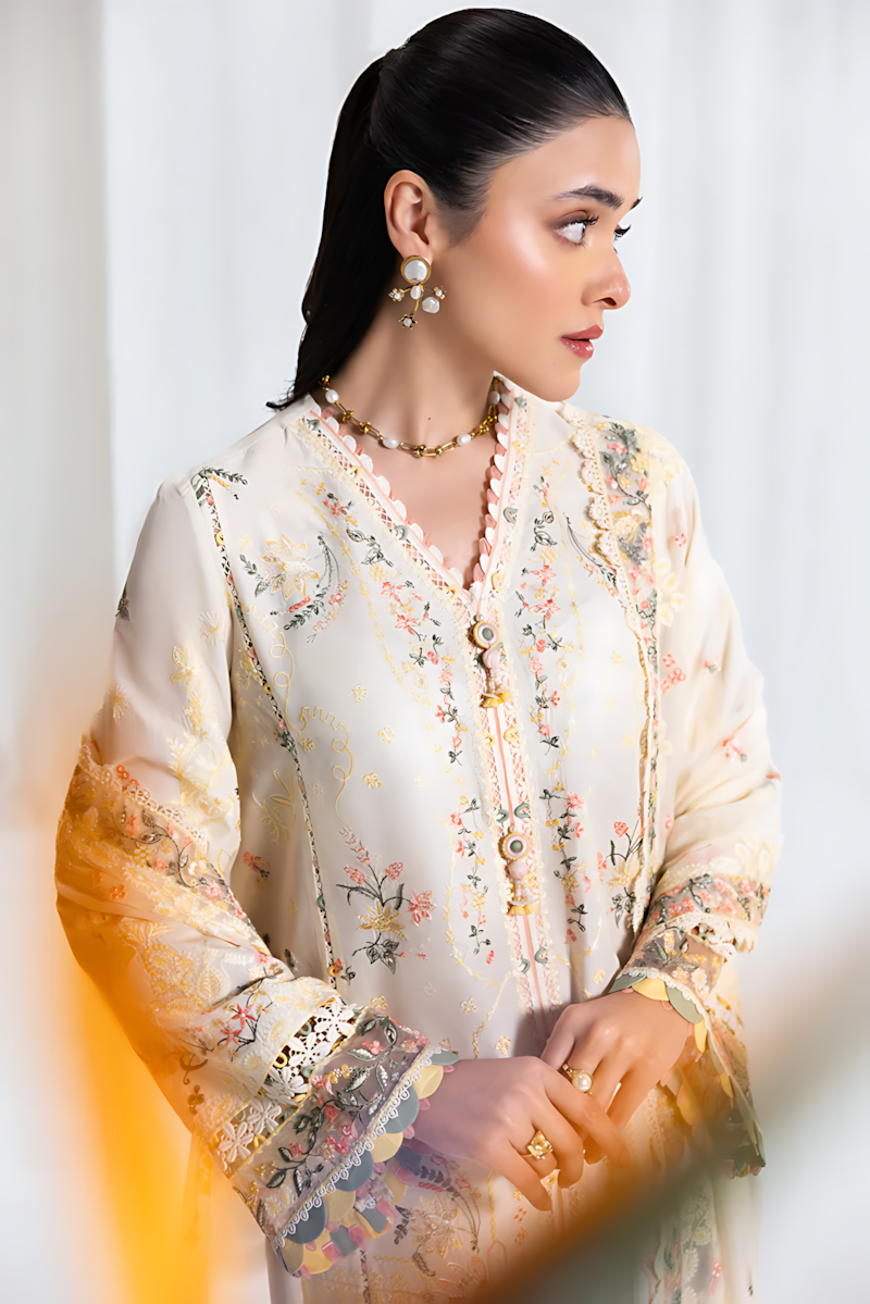 Pakistani Qalamkar Embroidered Lawn Unstitched Three Piece - Rina