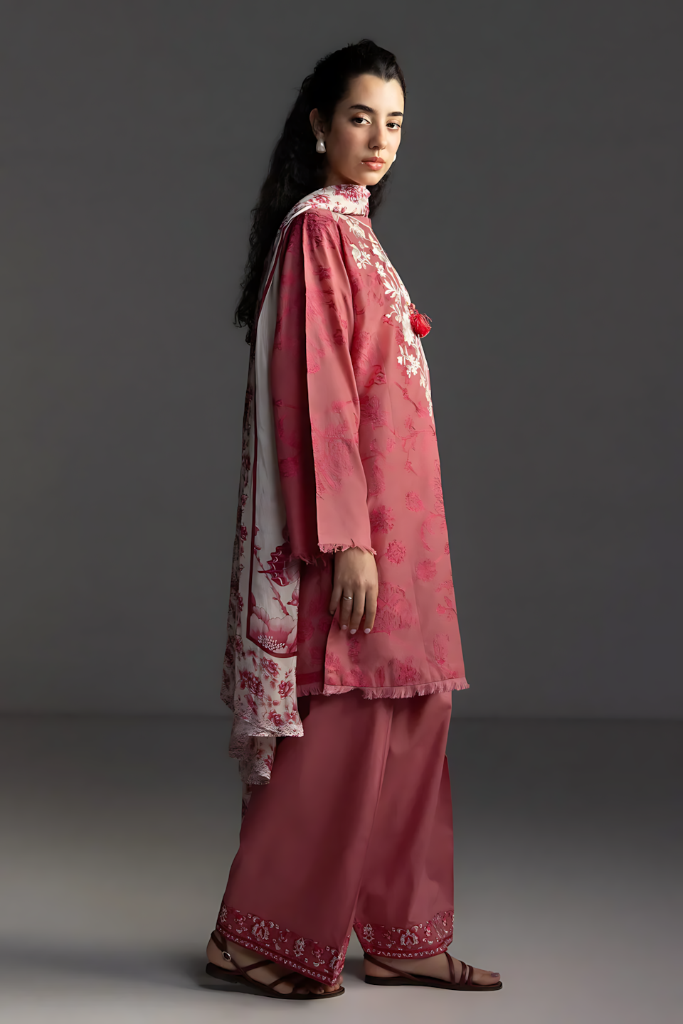 Pakistani Zara Shahjahan Coco Lawn Unstitched Three Piece - Copper Rust