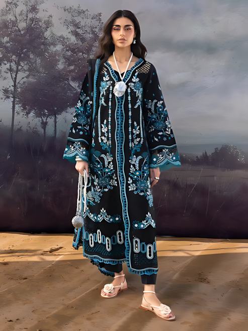 Pakistani Mahnur Sirene Lawn Unstitched Three Piece - Cinder
